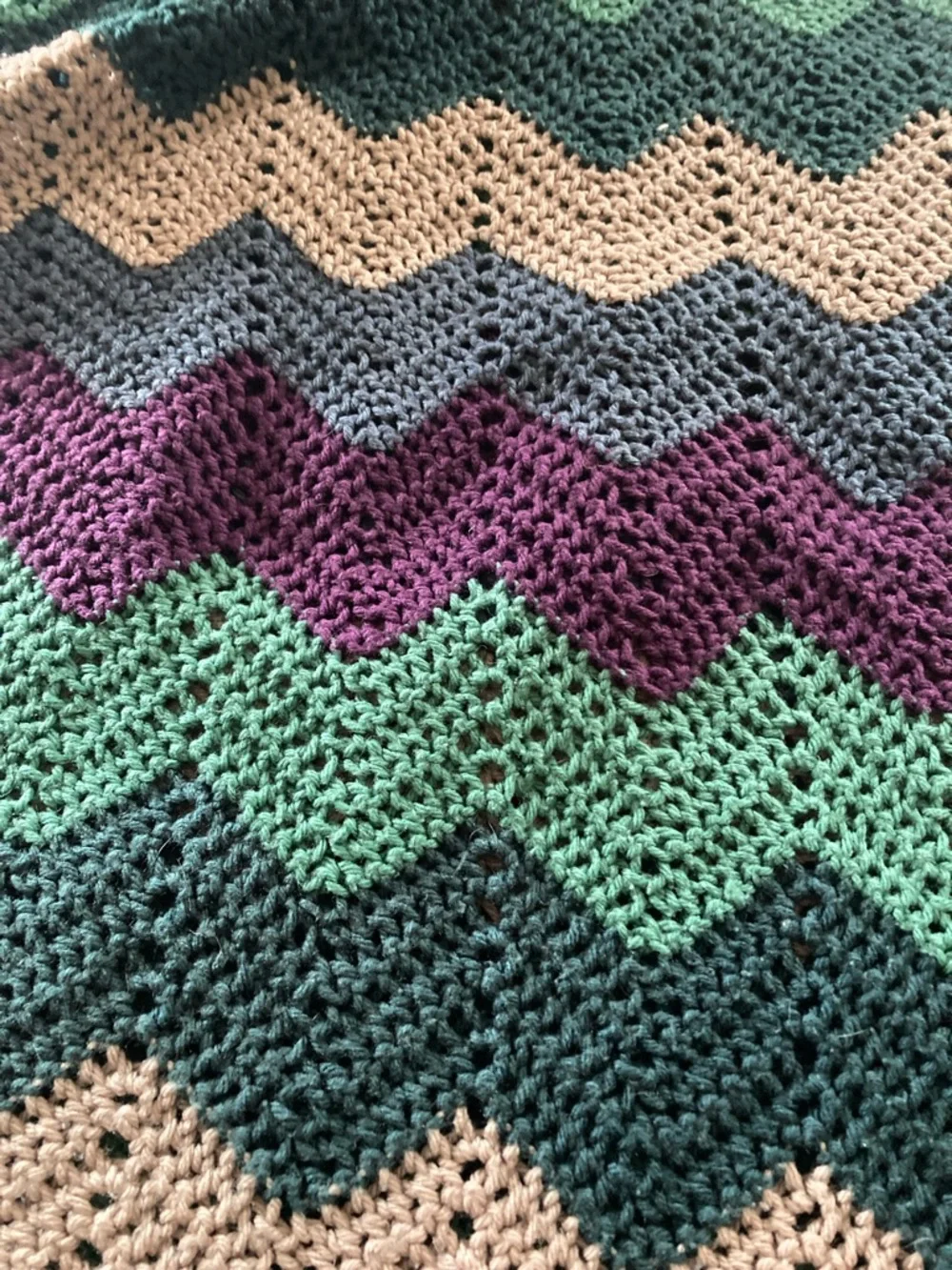 Handmade afghan chevron ripple design multi color cozy